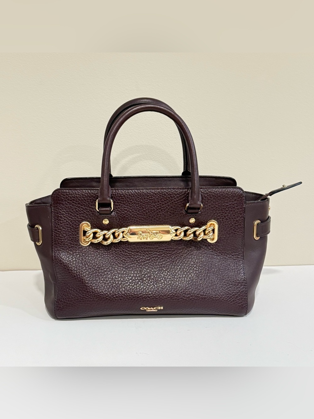 Vintage Coach F31525 Blake Carryall Oxblood Purple Leather Burgundy Purple Gold
